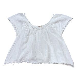 Faherty White Cotton Dainty Feminine Blouse